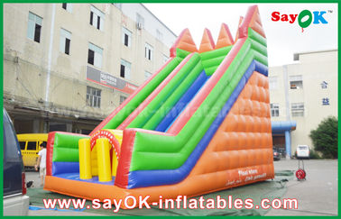 부풀이 가능한 미끄러운 슬라이드 안전성 PVC 텐포일인 부풀이 가능한 펀서 슬라이드 노란색 / 녹색 색상 놀이용