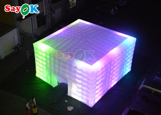 맞춤형 에어 큐브 텐트 펌플러블 나이트클럽 웨딩 사진 부스 다채로운 LED 빛 펌플러블 에어 텐트