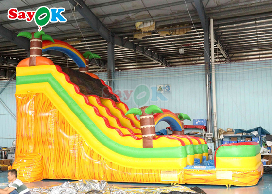 부풀이식 점프 보너서 PVC 텐포린 부풀이식 물 슬라이드 상업용 어린이 수영장 물 슬라이드