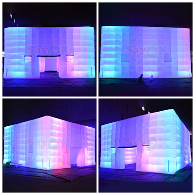 맞춤형 화이트 사각형 LED 라이트 텐트 캠핑 파티 이벤트