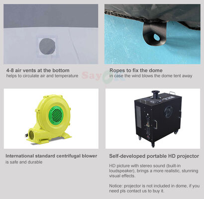 블랙 컬러 학교 교육 행성관 돔 텐트 모바일 영화관 프로젝션 4m-10m 사이즈에서 풍선형 행성관 돔