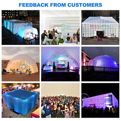 Sayok OEM ODM 8m Large Square Air Tents Camping Event Party Long Term Inflatable Tent with LED