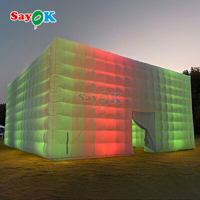 Sayok Customized 100 People White Oxford Fabric Cube Event LED Tents Inflatable Party Tent for Sale