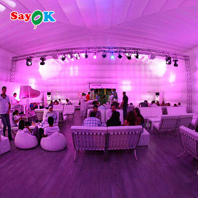 Sayok White Waterproof Oxford Fabric Large Cube Inflatable LED Tent for Outdoor Party Event 100 People