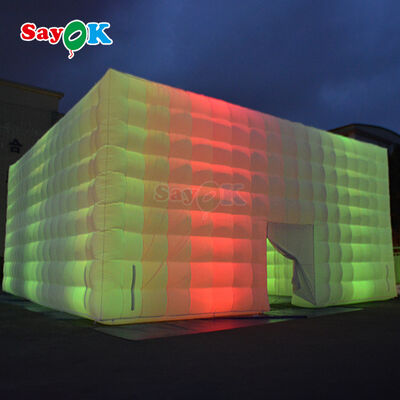 Sayok White Waterproof Oxford Fabric Large Cube Inflatable LED Tent for Outdoor Party Event 100 People