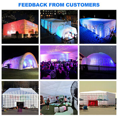 Sayok White Waterproof Oxford Fabric Large Cube Inflatable LED Tent for Outdoor Party Event 100 People