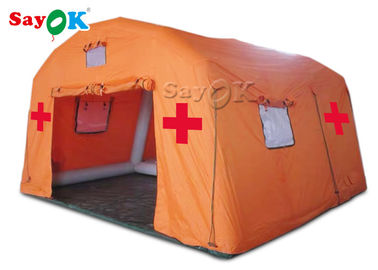 부풀게할 수 있는 응급은 내화성의 PVC 방수 시트  부풀게할 수 있는 구호 천막 / 의학 구호 텐트를 텐트로 덮습니다