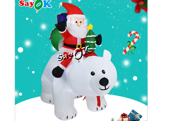 6 피트 부풀게할 수 있는 휴일 장식 야드 잔디가 산타 클로스 위로 분 크리스마스는 북극 흰곰을 탑니다