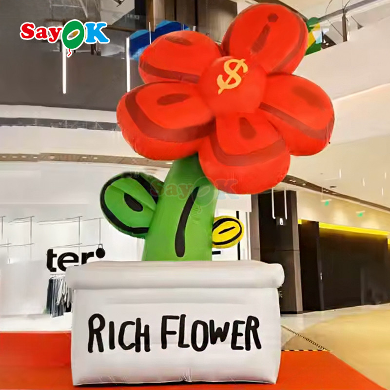 무료 3D 디자인 상업용 거대 풍선 꽃 풍선 꽃 냄비 LED 빛