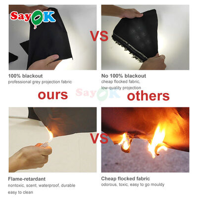 Sayok 100% 블랙아웃 소화 retardant 휴대용 펌파블 플래네타리움 돔 학교 교육 및 이벤트