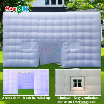 8m x 8m 큐브 펌플 에어 텐트 LED 조명 및 내구성 옥스퍼드 천