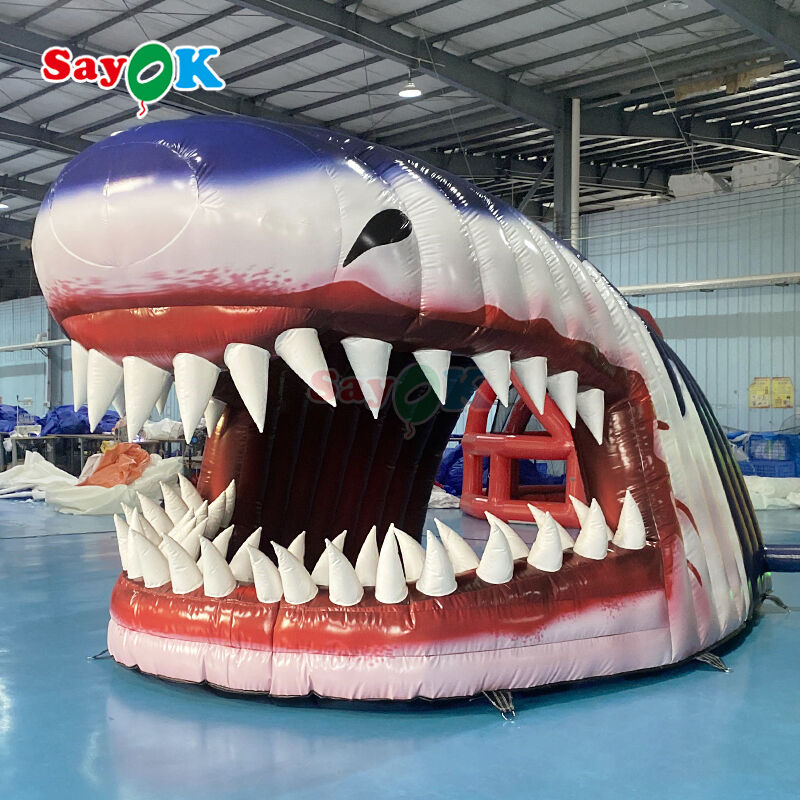 상업용 0.4mm PVC 부풀이 상어 머리 터널 텐트 - 야외 축구 스포츠를 위해 불 retardant & 사용자 정의 가능한 크기